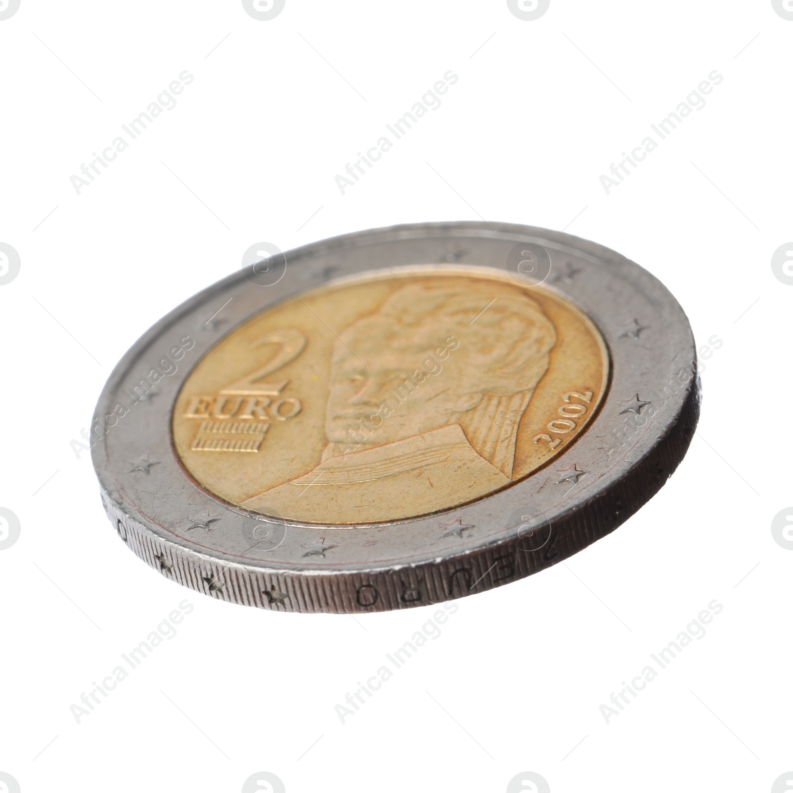 Photo of Shiny two euro coin isolated on white