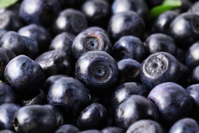 Photo of Many delicious ripe bilberries as background, closeup