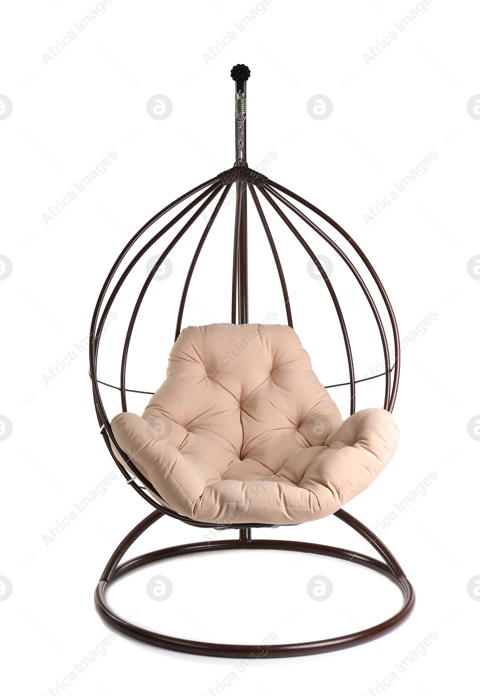 Photo of Comfortable hanging chair on white background. Interior element