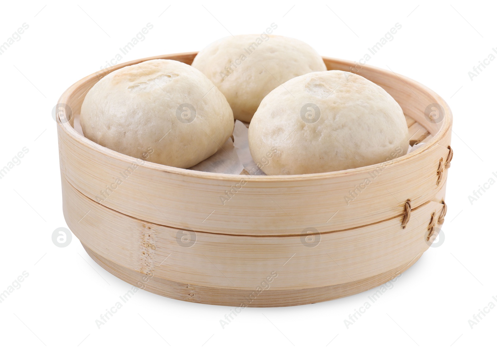 Photo of Delicious chinese steamed buns isolated on white