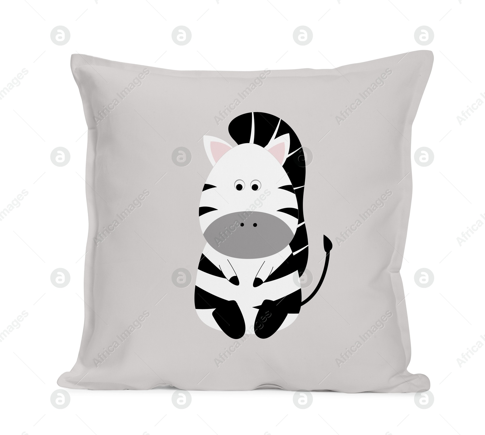 Image of Soft pillow with cute print isolated on white