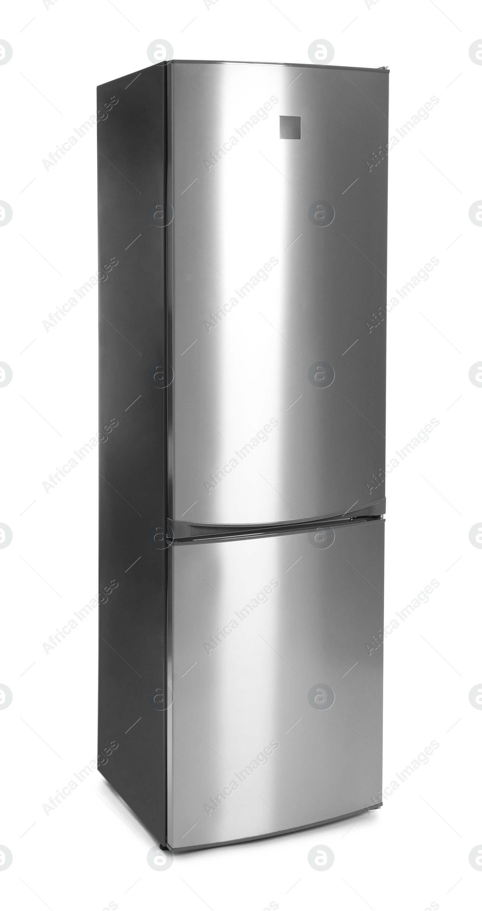 Photo of Modern double door refrigerator on white background