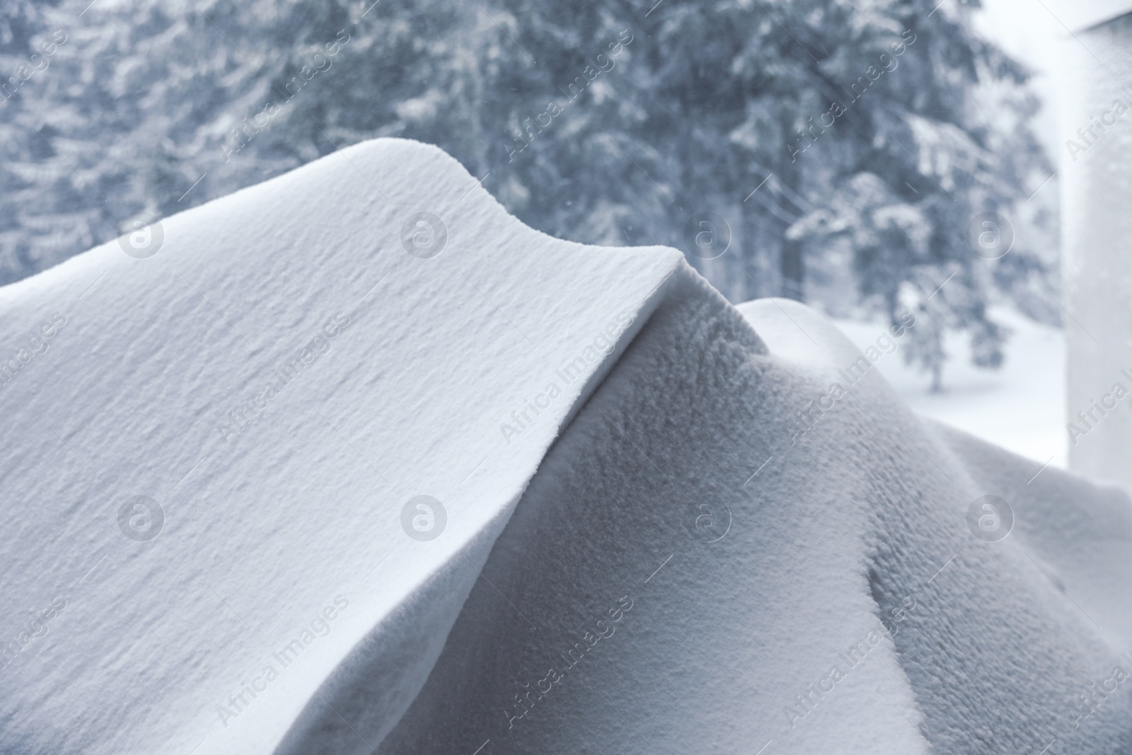 Photo of Beautiful snowdrift outdoors, closeup view/ Winter season