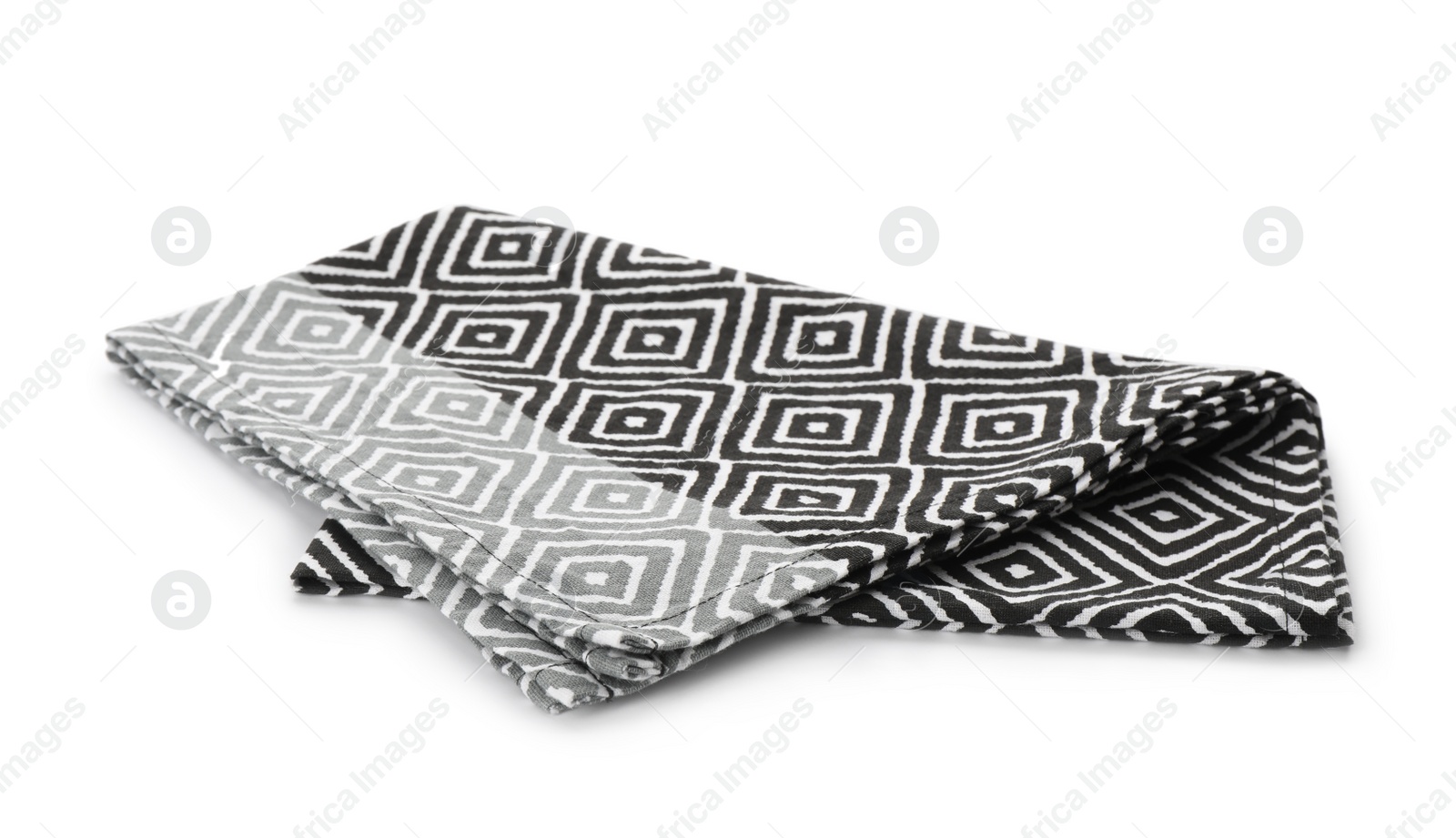 Photo of Kitchen towel with beautiful pattern isolated on white