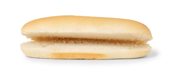 One fresh hot dog bun isolated on white