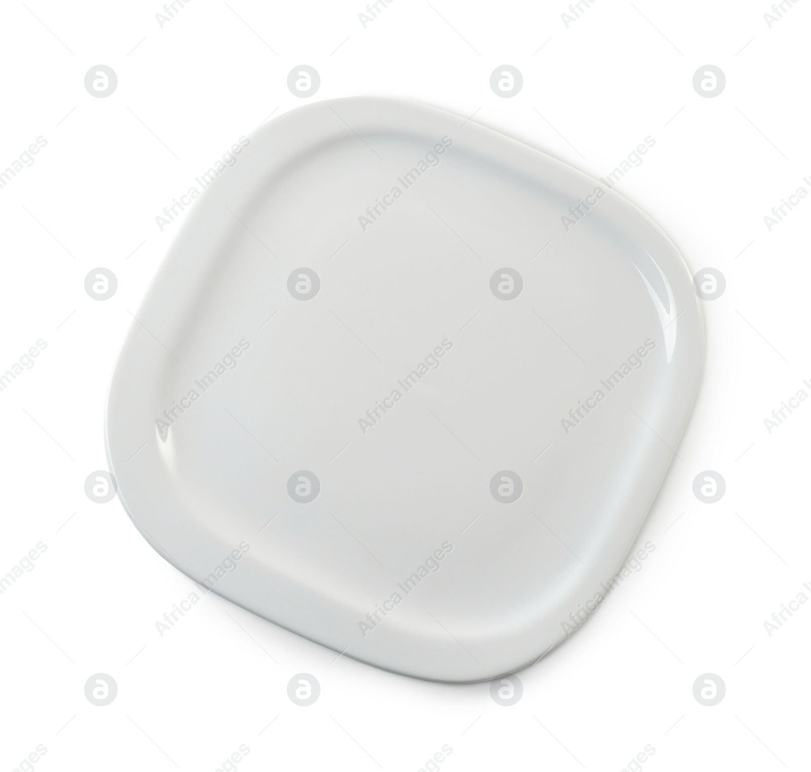 Photo of One clean ceramic plate isolated on white, top view