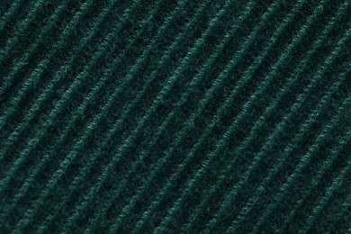 Photo of Texture of soft dark green knitted fabric as background, closeup