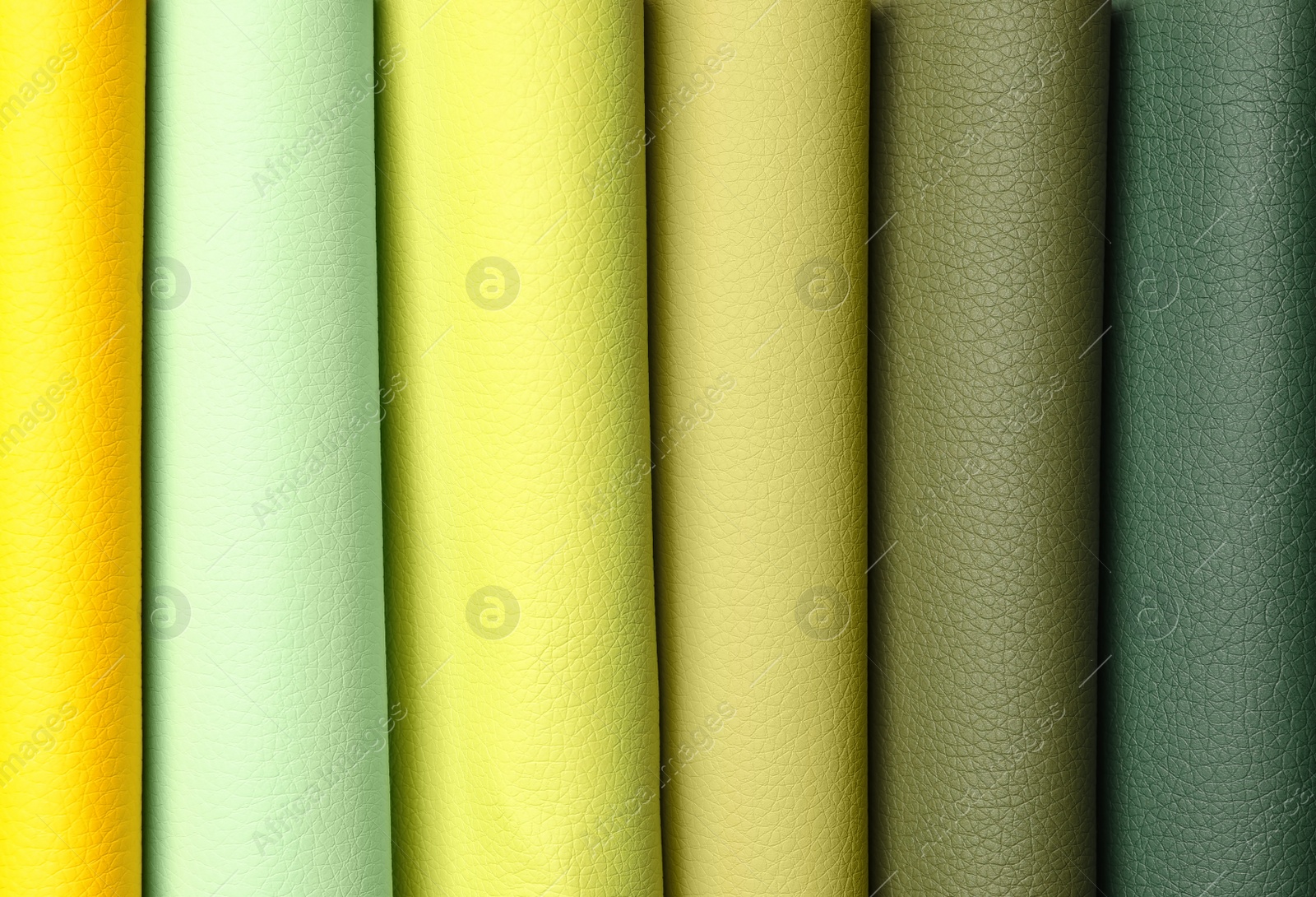 Photo of Leather samples of different colors for interior design as background