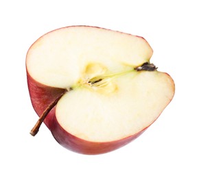 Half of ripe red apple on white background