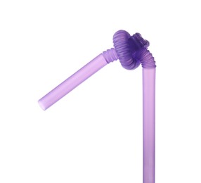 Violet plastic cocktail tube isolated on white