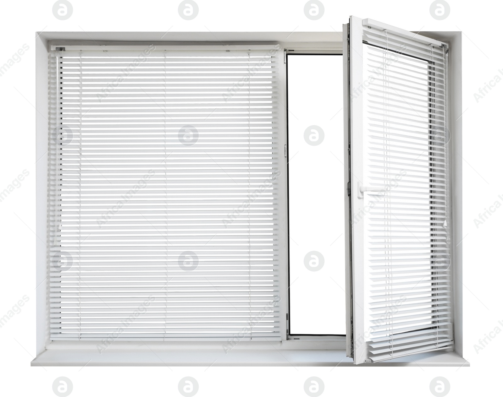 Image of Modern open plastic window on white background