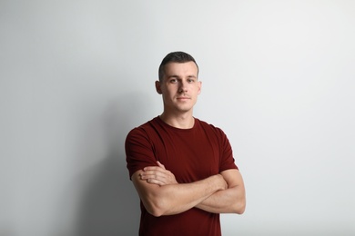 Portrait of handsome man on white background