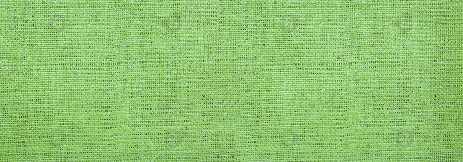 Image of Texture of green burlap fabric as background, top view. Banner design