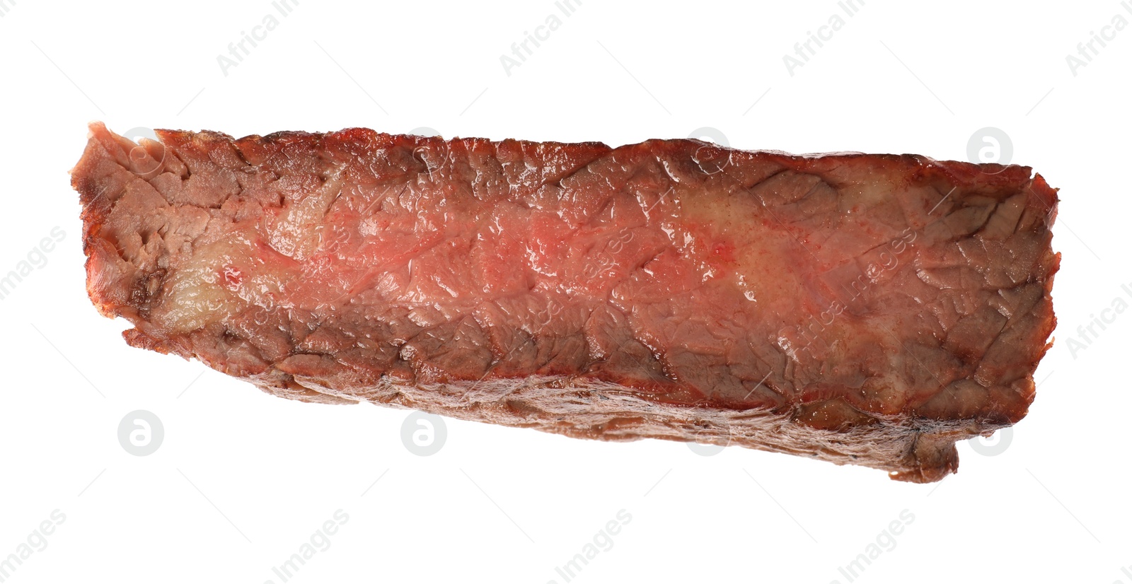 Photo of Piece of delicious grilled beef isolated on white