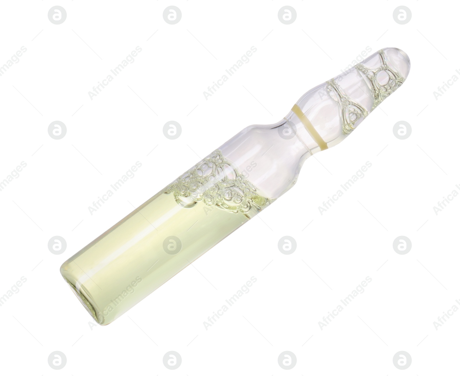 Photo of Glass ampoule with liquid isolated on white