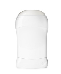 Photo of Blank plastic deodorant container on white background