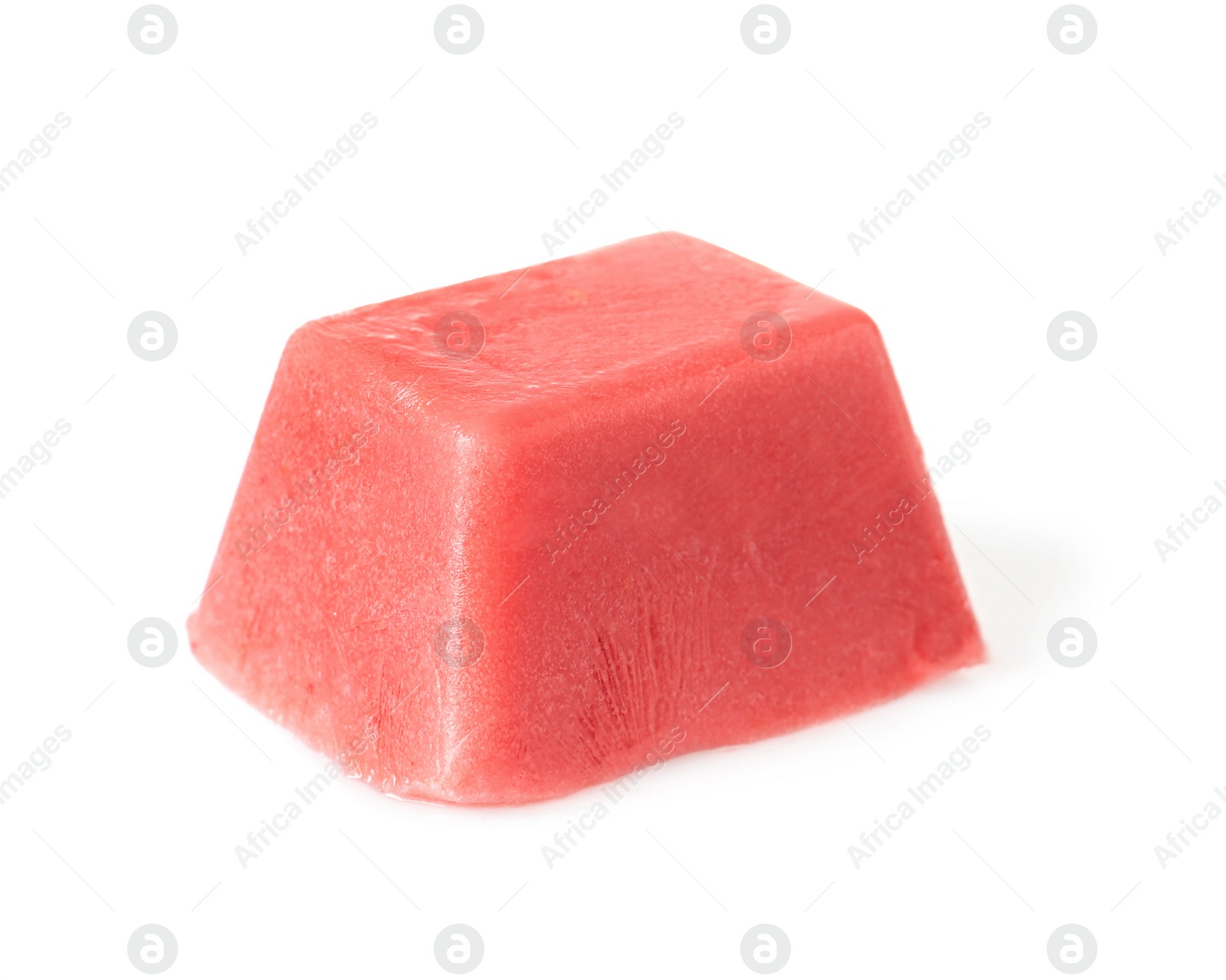 Photo of Tasty berry ice cube on white background