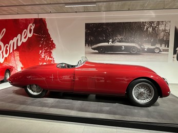 Hague, Netherlands - November 8, 2022: Beautiful view of red retro car in Louwman museum