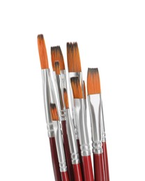 Photo of Set of paintbrushes on white background. Art supplies