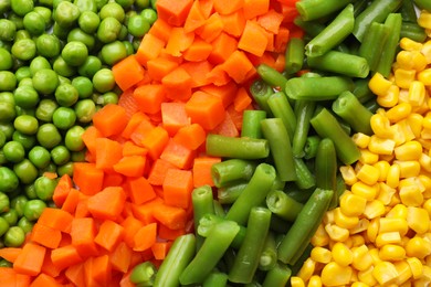 Sorted mix of fresh vegetables as background, top view