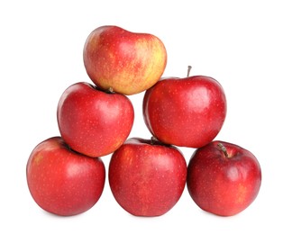 Delicious ripe red apples on white background