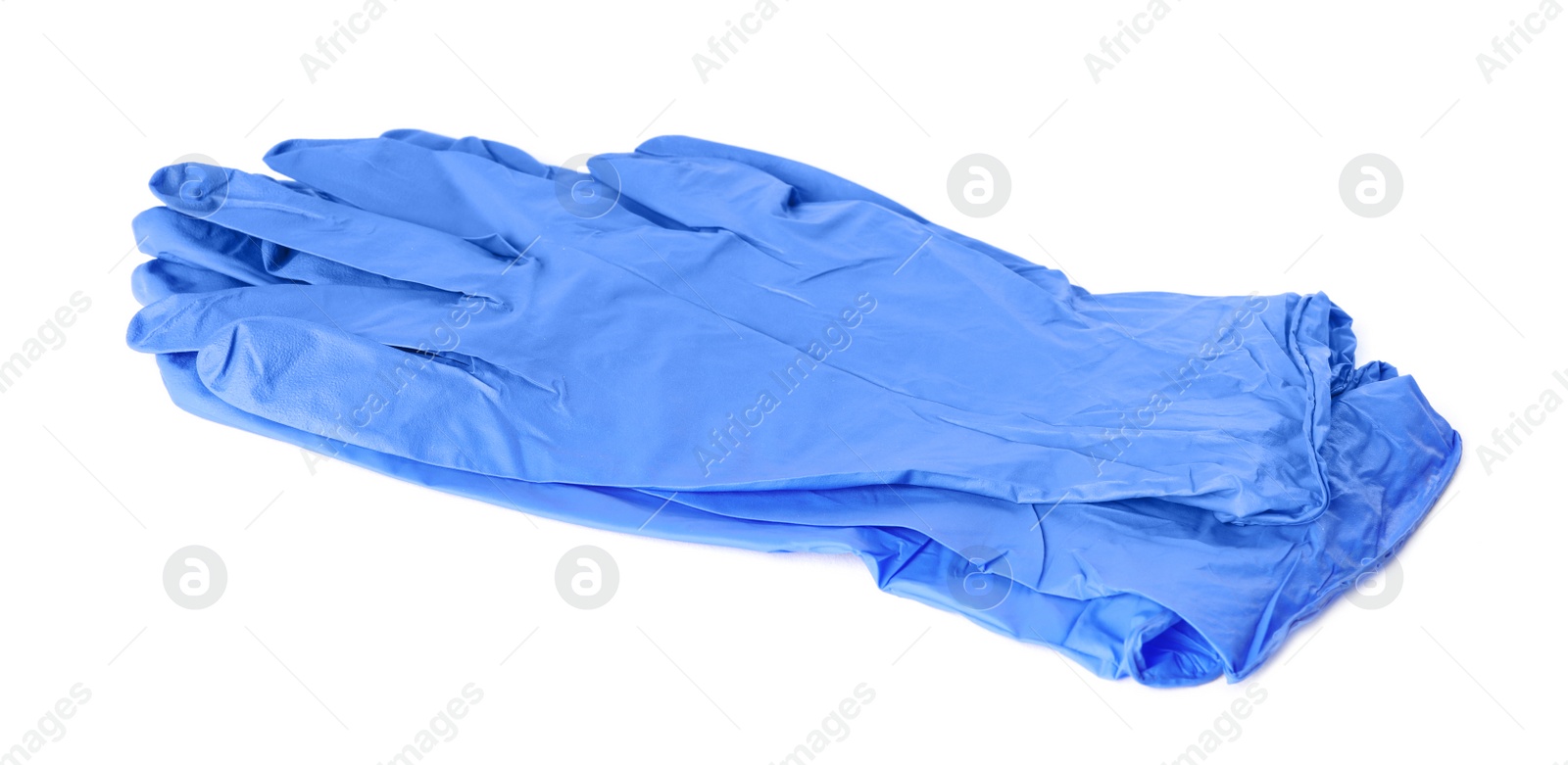 Photo of Protective gloves isolated on white. Medical item