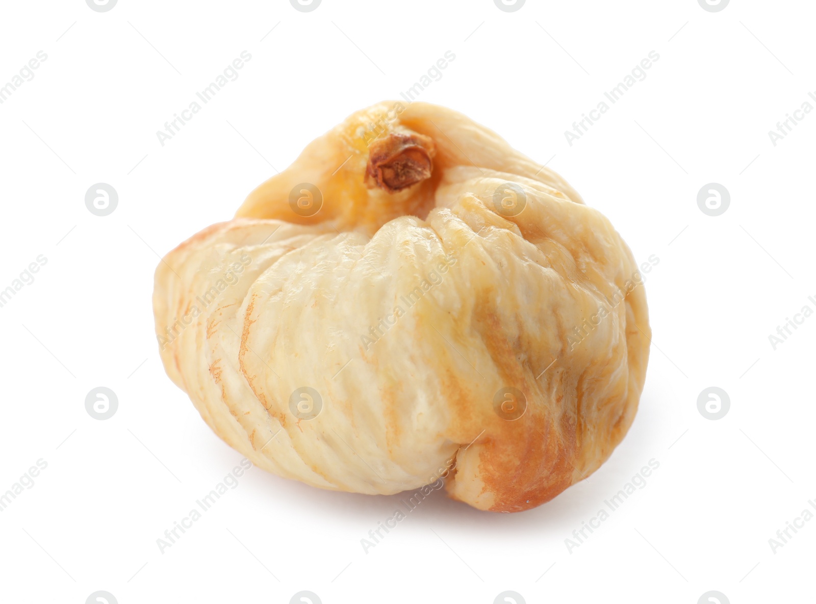 Photo of Tasty fig on white background. Dried fruit as healthy food