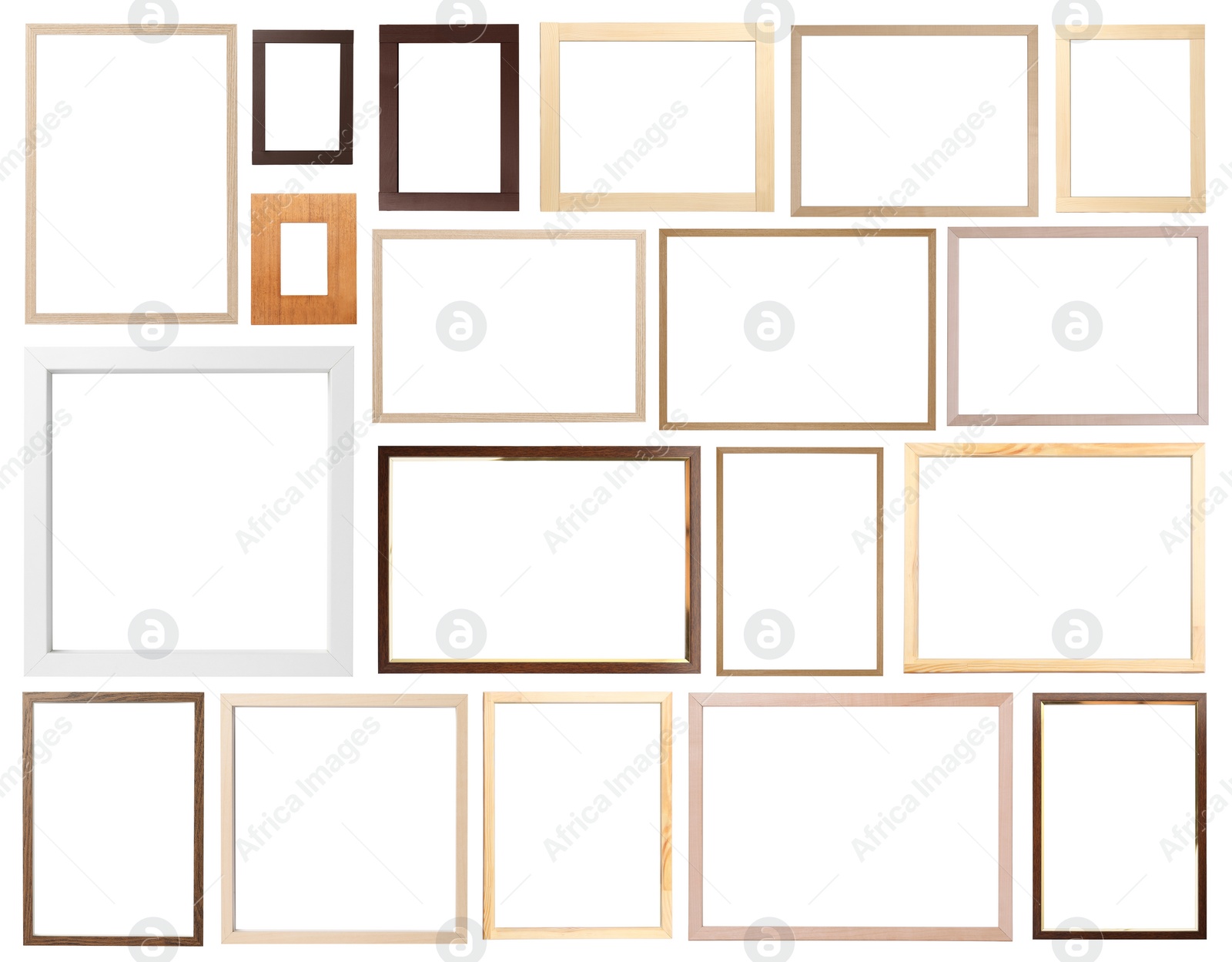 Image of Set of many different frames isolated on white