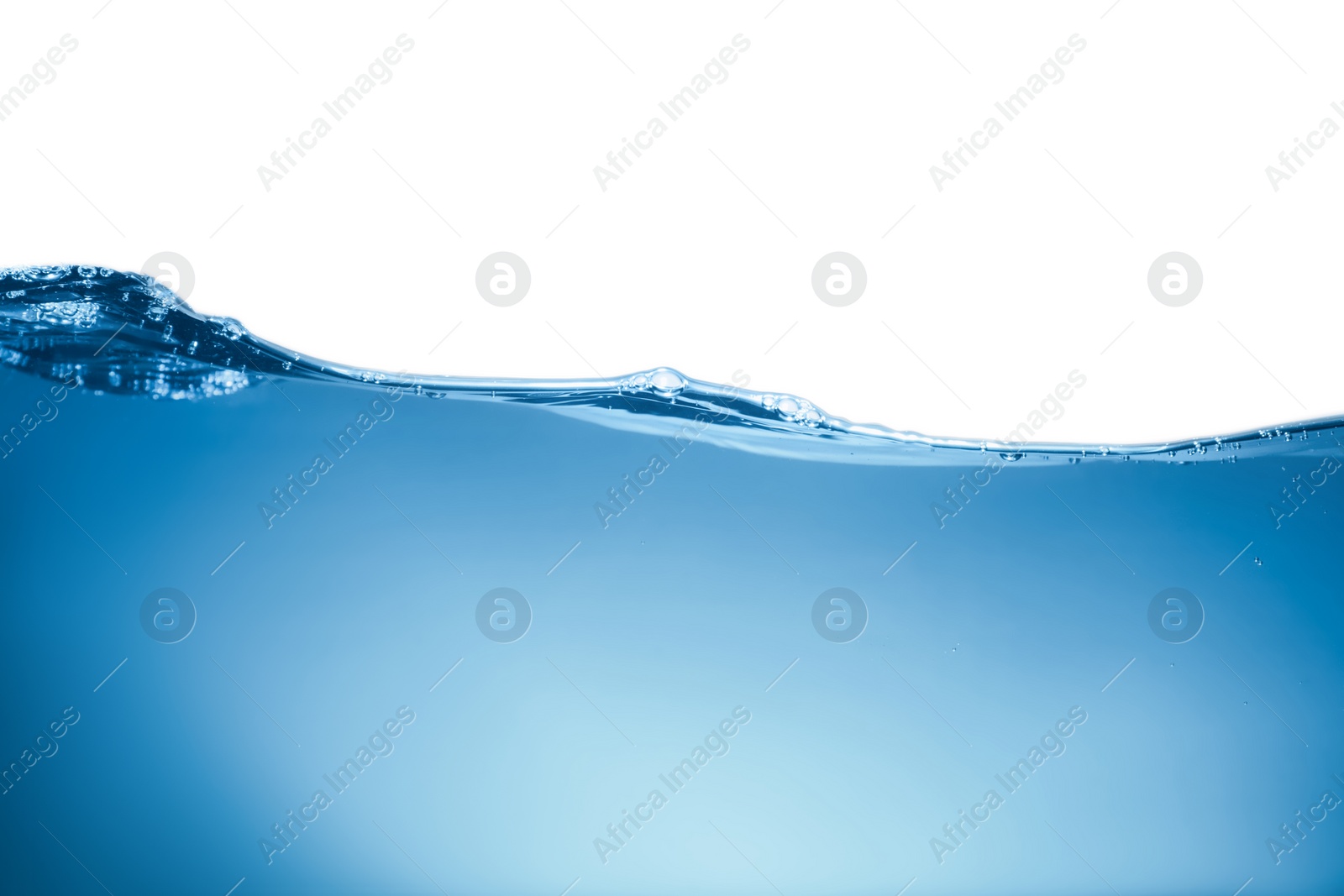 Photo of Clear blue water wave on white background