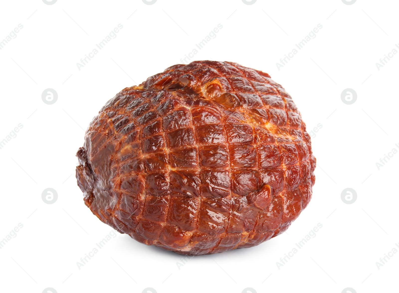 Photo of Whole fresh delicious ham isolated on white