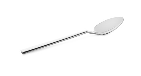 Photo of One clean shiny spoon isolated on white