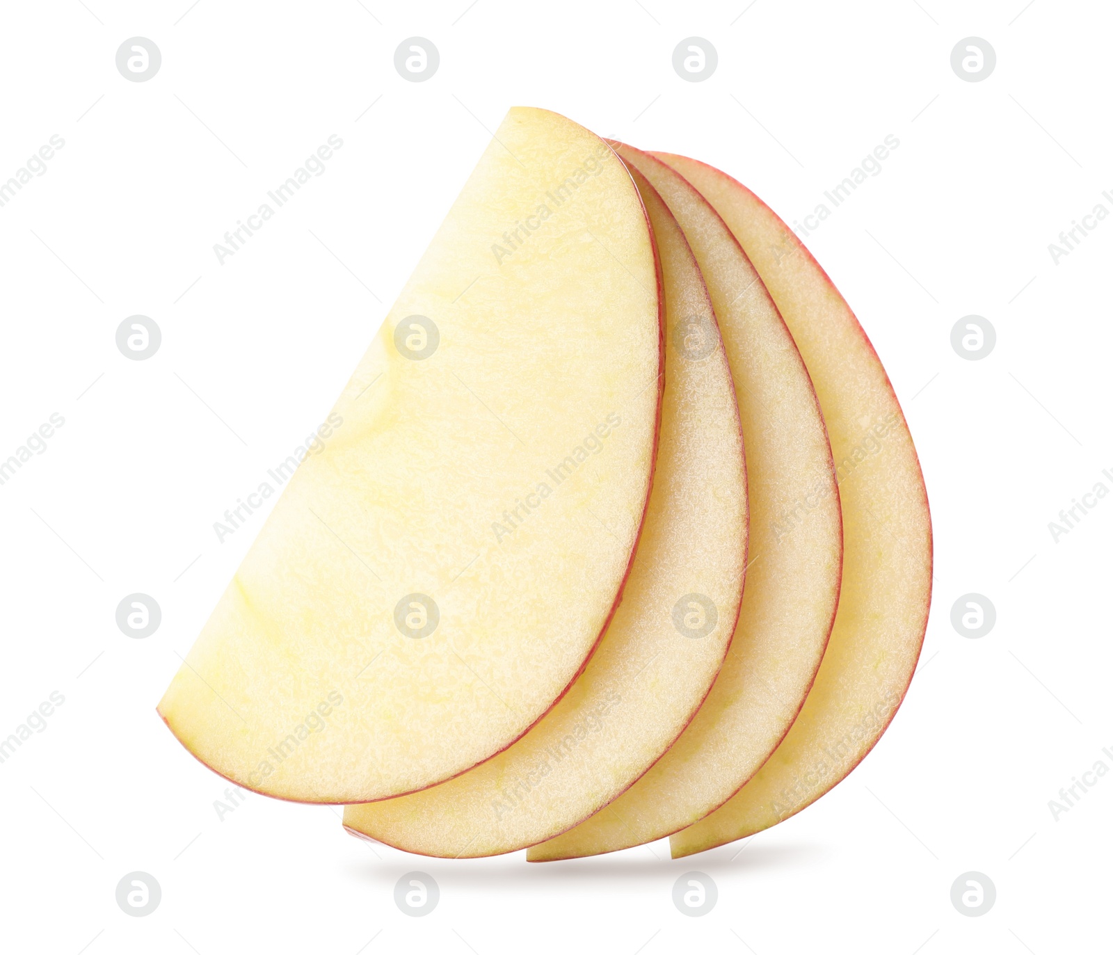 Photo of Slices of juicy apple on white background