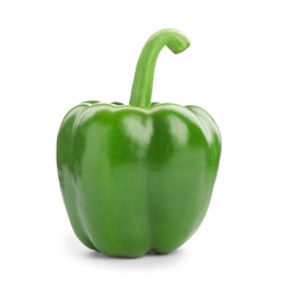 Ripe green bell pepper on white background