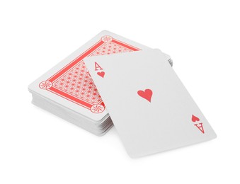 Photo of Deck of playing cards isolated on white. Poker game