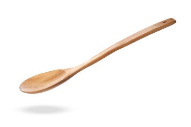 Image of Wooden spoon in air isolated on white