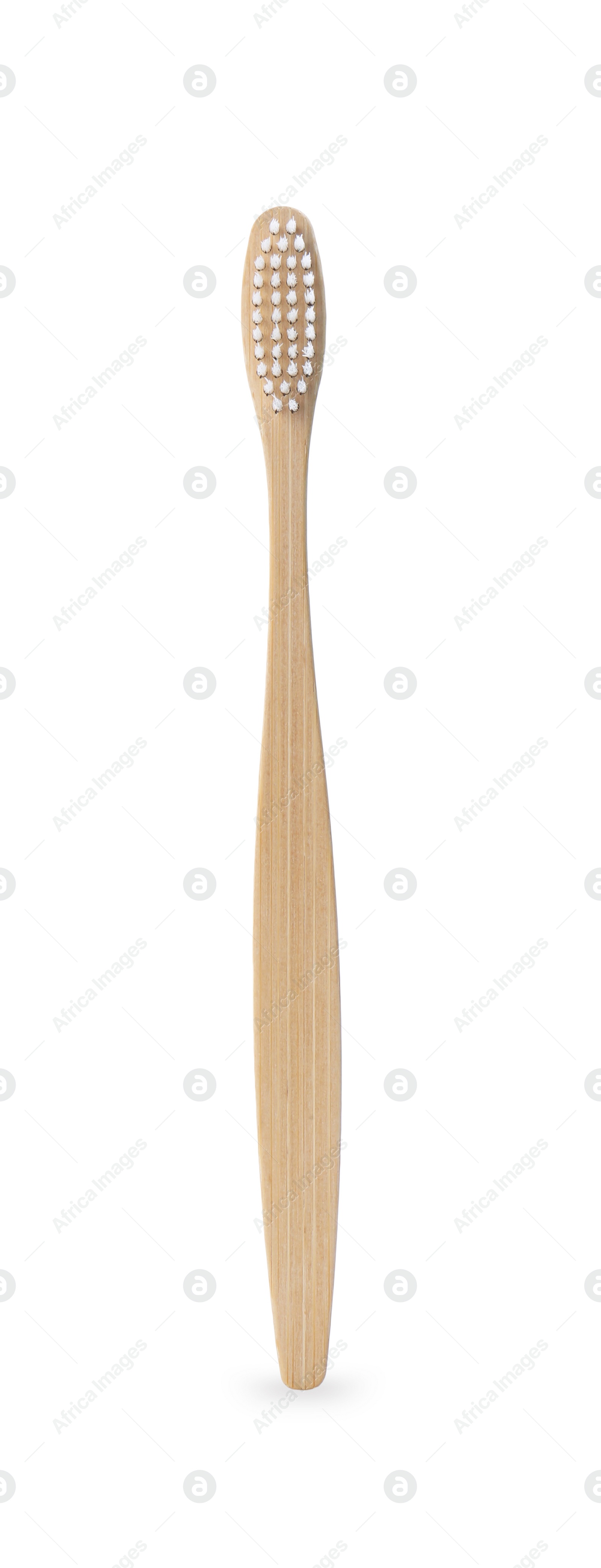 Photo of One bamboo toothbrush on white background. Eco friendly product