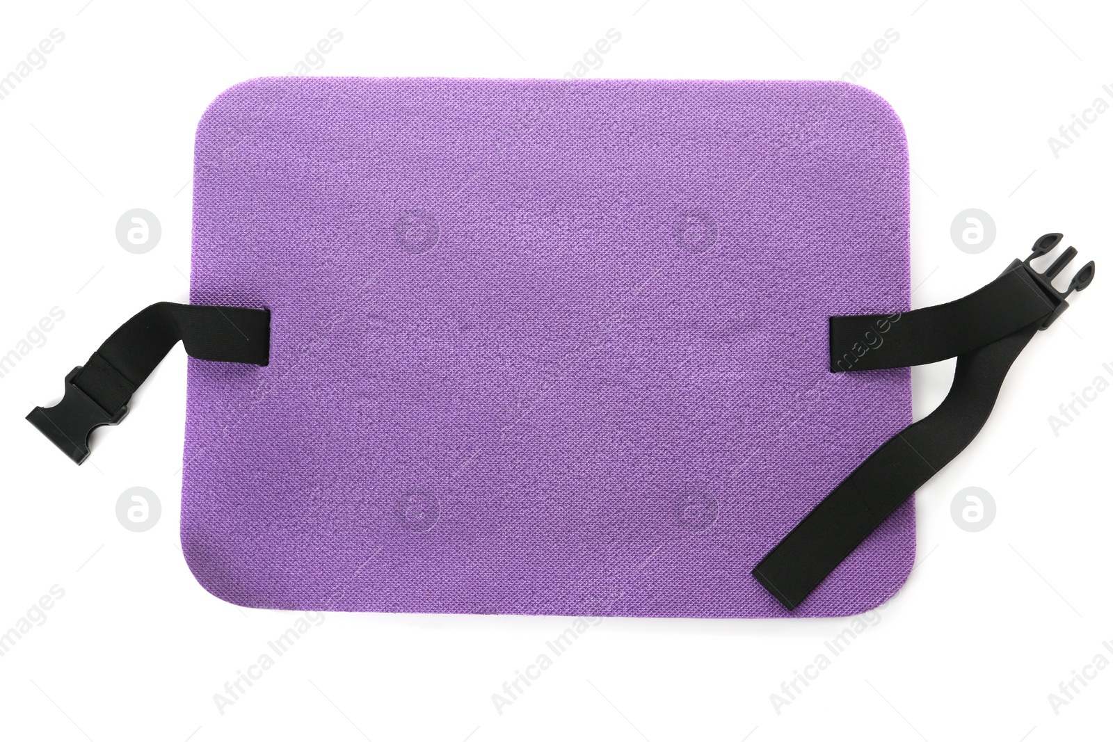 Photo of Violet foam seat mat for tourist isolated on white, top view