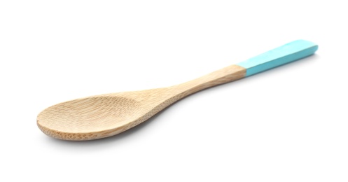 Spoon made of bamboo on white background