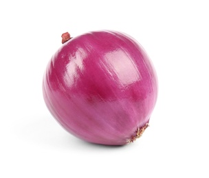 Photo of Fresh whole red onion on white background