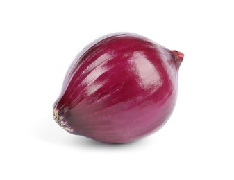 Photo of Fresh whole red onion on white background