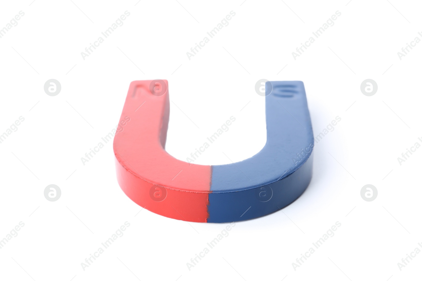 Photo of Red and blue horseshoe magnet isolated on white