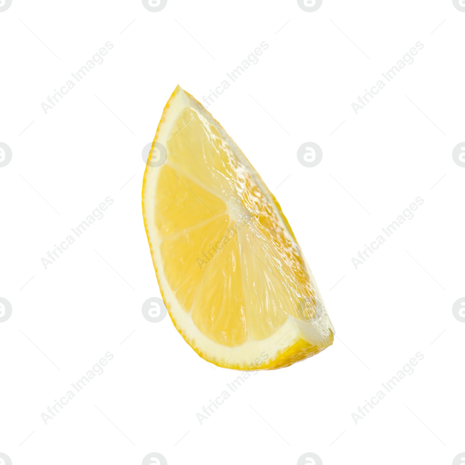 Photo of Slice of fresh lemon isolated on white