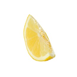 Photo of Slice of fresh lemon isolated on white