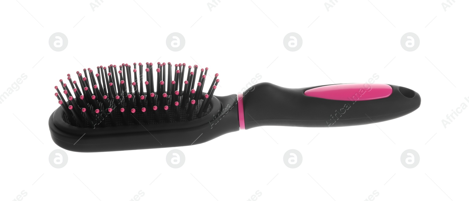 Photo of New modern hair brush isolated on white