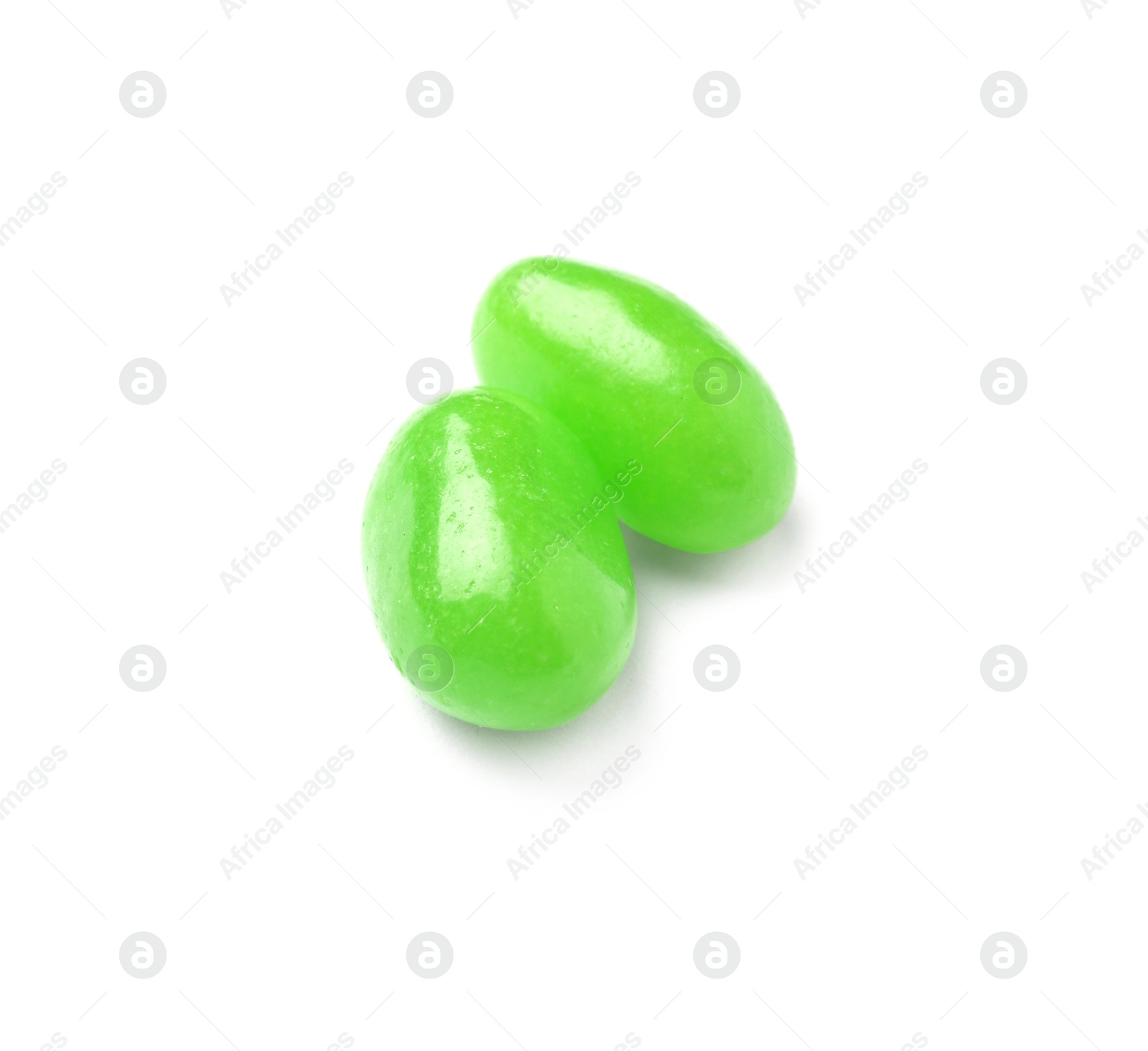 Photo of Tasty bright jelly beans isolated on white