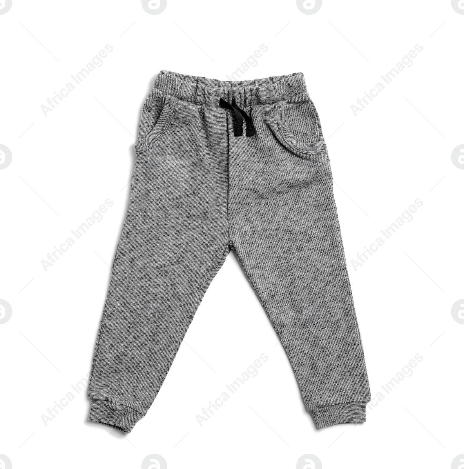 Photo of Cute child pants isolated on white, top view