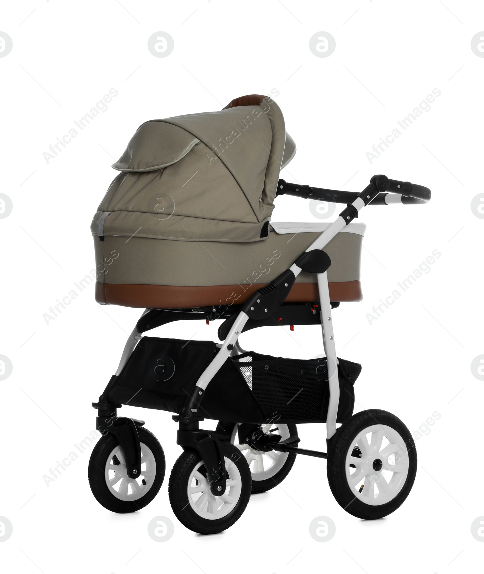 Photo of Baby carriage. Modern pram isolated on white