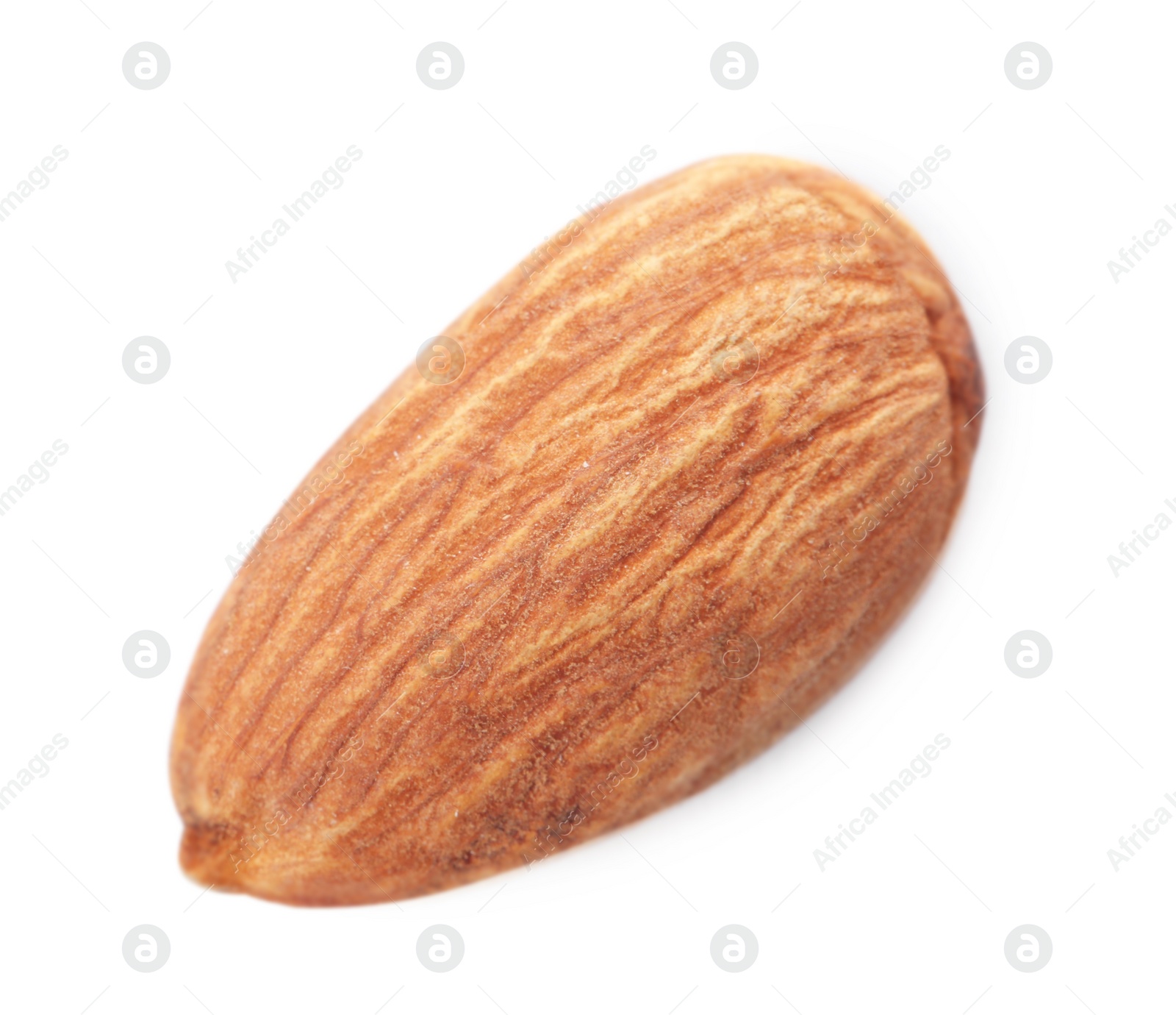 Photo of Organic almond nut on white background, top view. Healthy snack