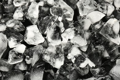 Photo of Pieces of crushed ice as background, top view