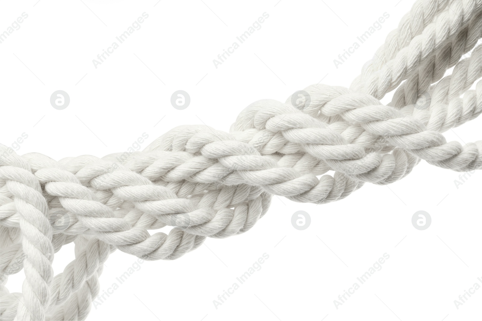 Photo of Bundle of hemp rope isolated on white